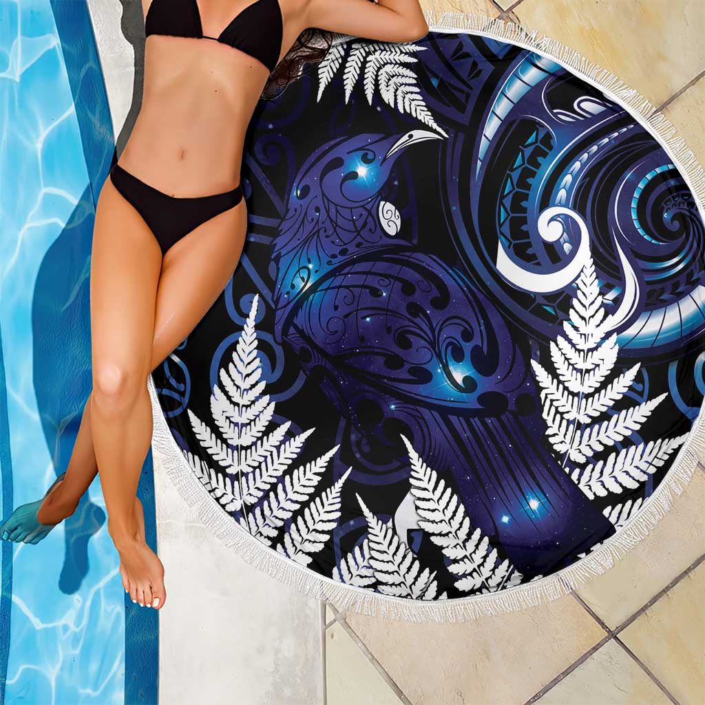 New Zealand Maori Matariki Beach Blanket Tui Bird Galaxy