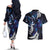 New Zealand Maori Matariki Couples Matching Off The Shoulder Long Sleeve Dress and Hawaiian Shirt Tui Bird Galaxy