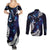 New Zealand Maori Matariki Couples Matching Summer Maxi Dress and Long Sleeve Button Shirt Tui Bird Galaxy