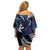 New Zealand Maori Matariki Family Matching Off Shoulder Short Dress and Hawaiian Shirt Tui Bird Galaxy