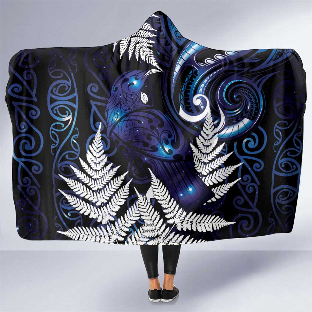 New Zealand Maori Matariki Hooded Blanket Tui Bird Galaxy