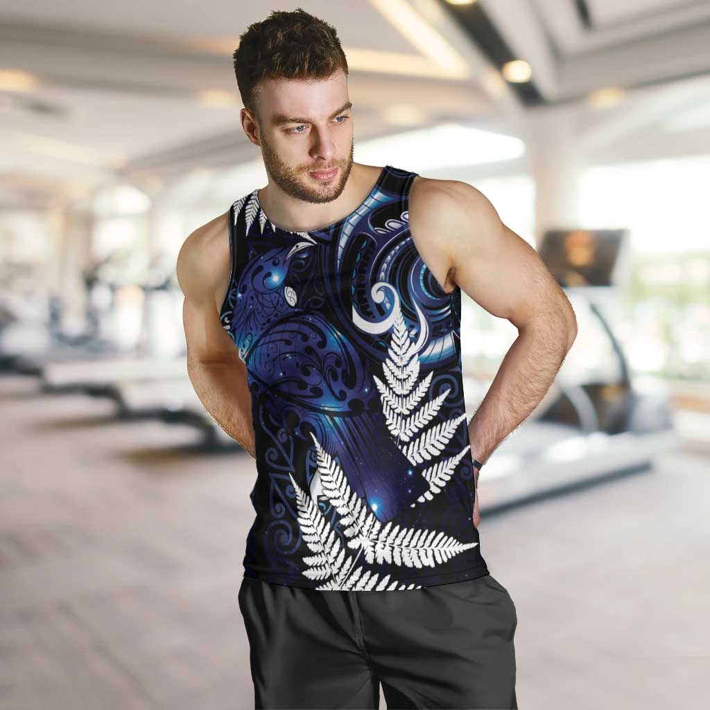 New Zealand Maori Matariki Men Tank Top Tui Bird Galaxy