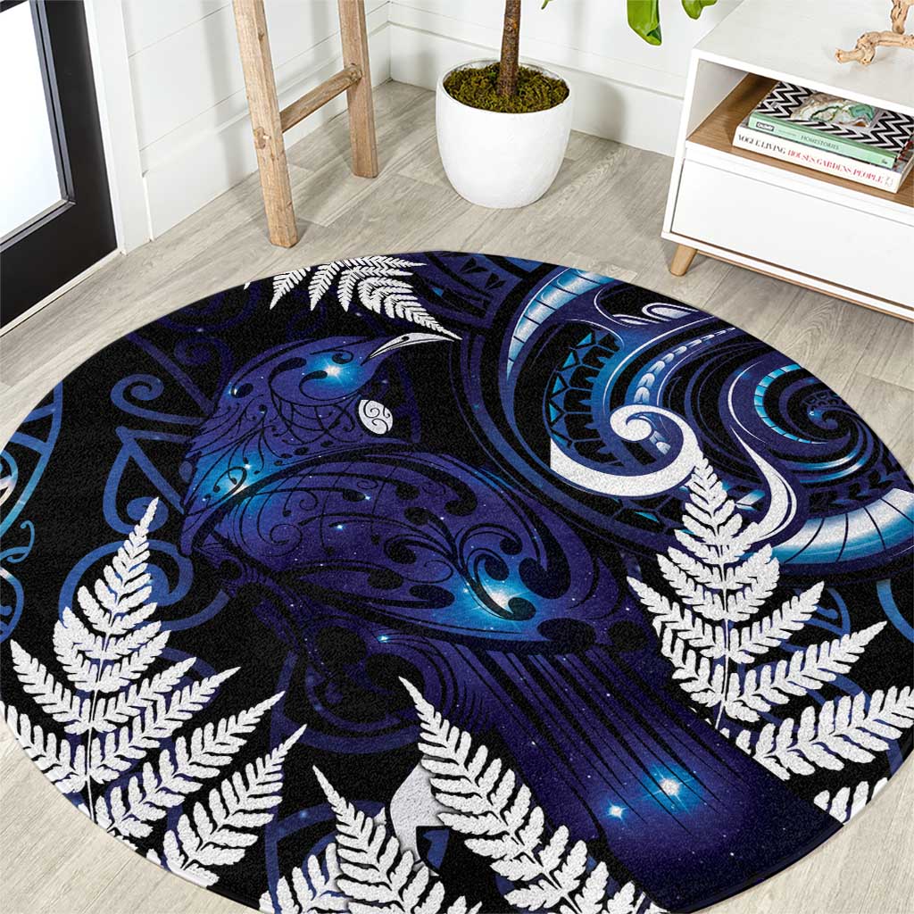 New Zealand Maori Matariki Round Carpet Tui Bird Galaxy