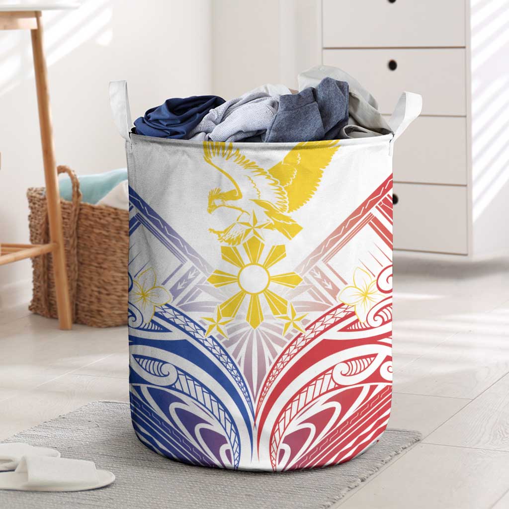 Philippines Tribal Sun Laundry Basket Hunting Eagle LT7 White - Polynesian Pride