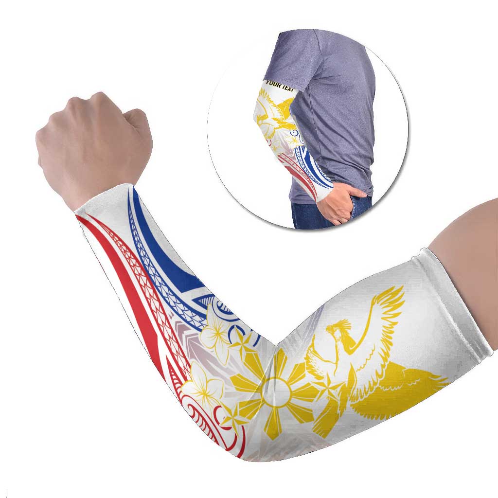 Philippines Tribal Sun Personalized Arm Sleeves Hunting Eagle LT7 Set of 2 White - Polynesian Pride