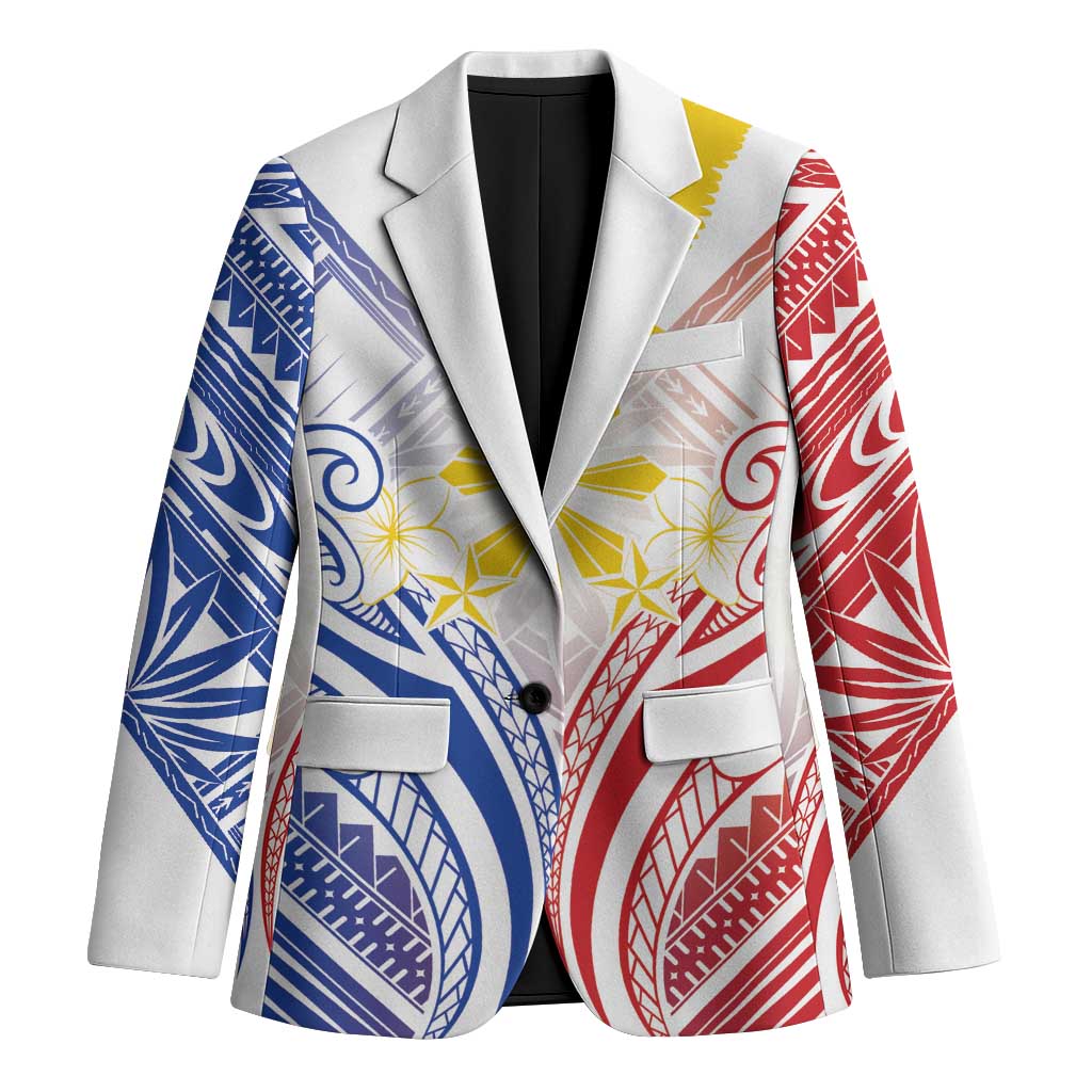 Philippines Tribal Sun Personalized Blazer Hunting Eagle LT7 Unisex White - Polynesian Pride