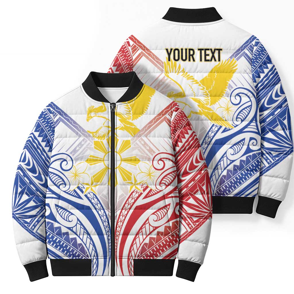 Philippines Tribal Sun Personalized Bomber Puffer Jacket Hunting Eagle LT7 - Polynesian Pride