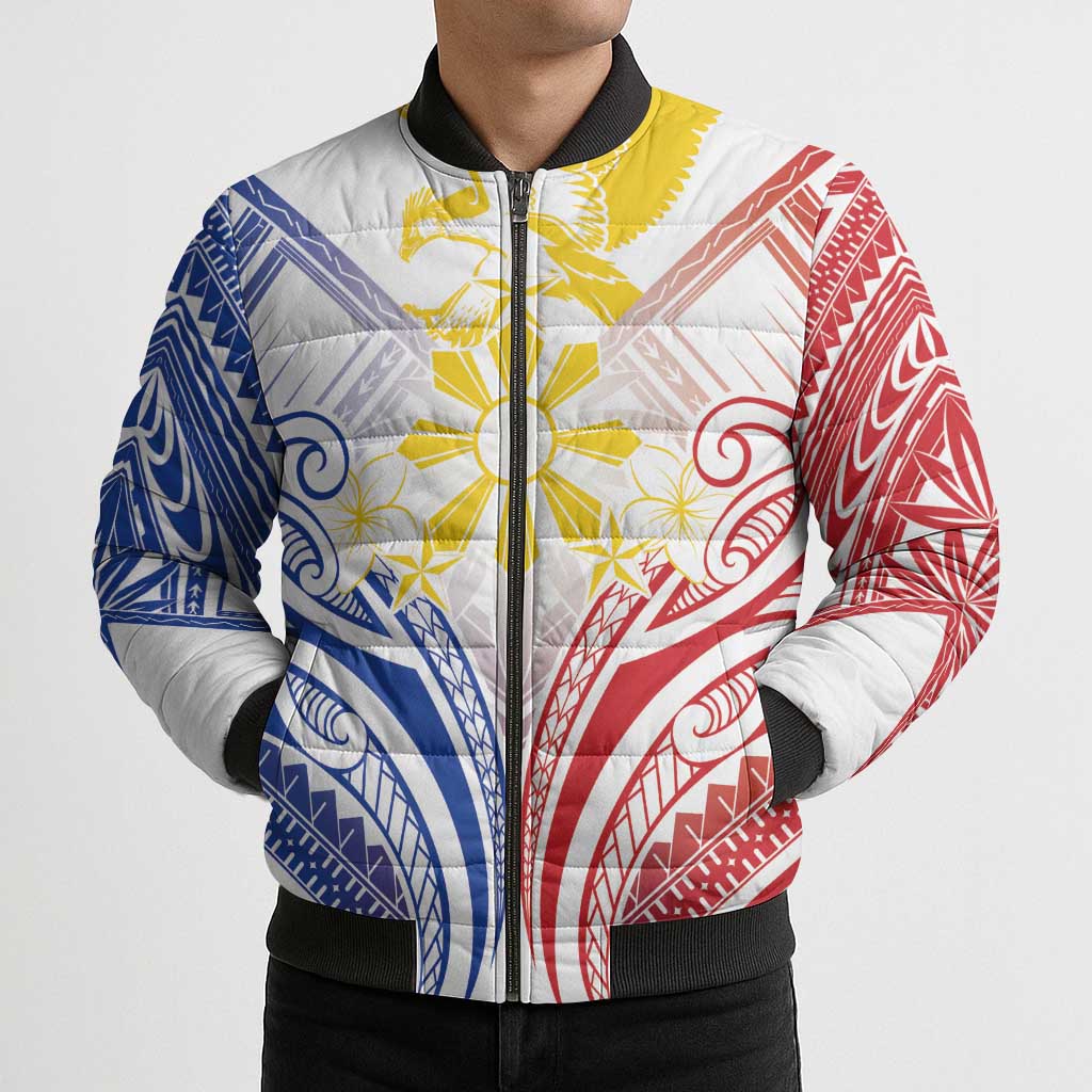 Philippines Tribal Sun Personalized Bomber Puffer Jacket Hunting Eagle LT7 - Polynesian Pride