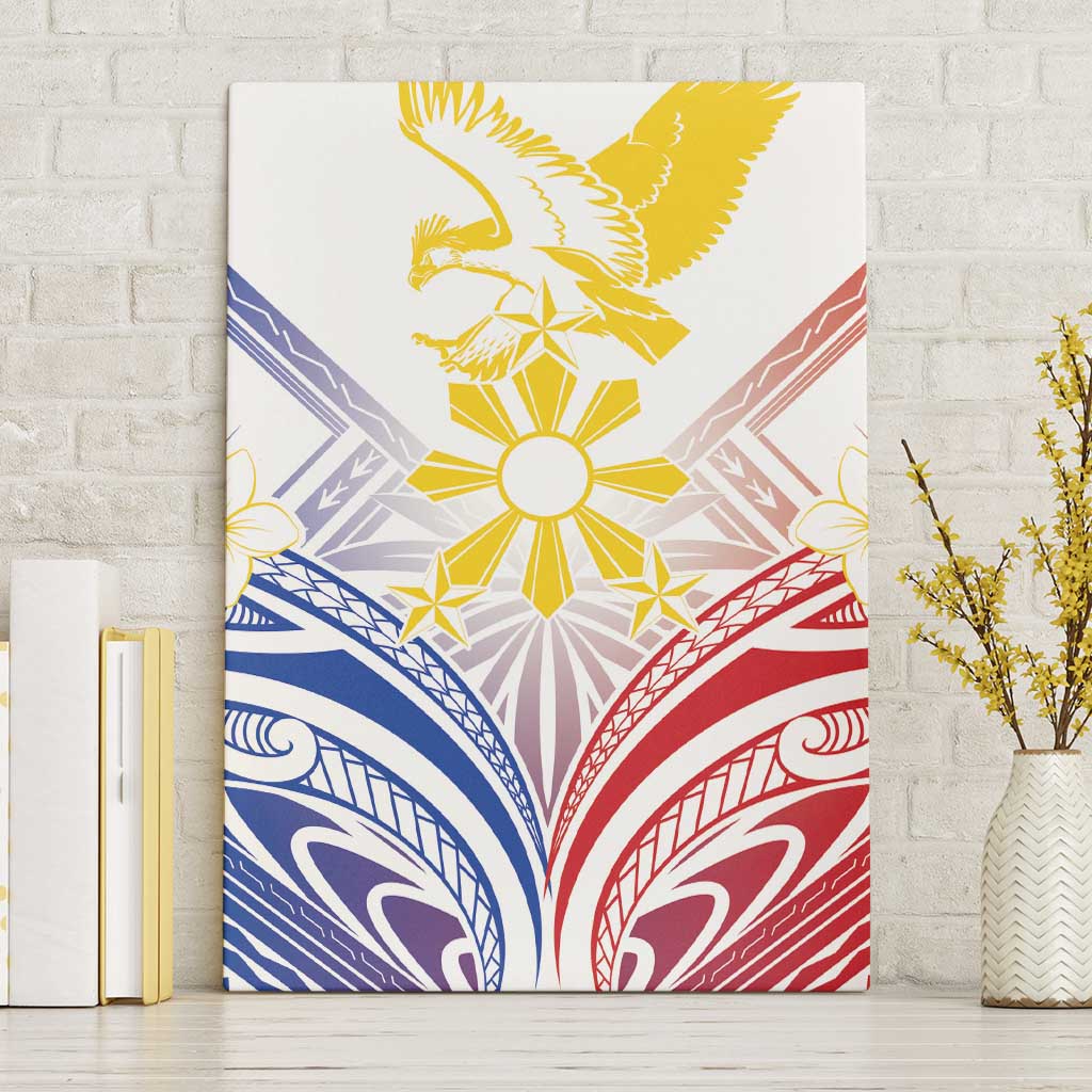 Philippines Tribal Sun Canvas Wall Art Hunting Eagle LT7 Without Frame White - Polynesian Pride