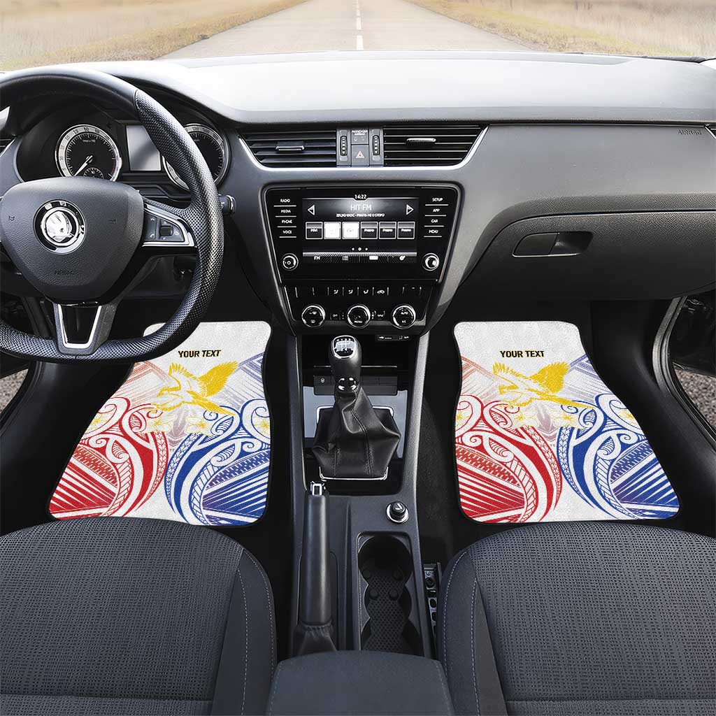 Philippines Tribal Sun Personalized Car Mats Hunting Eagle LT7 Set 2pcs - Front White - Polynesian Pride