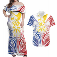 Philippines Tribal Sun Personalized Couples Matching Off Shoulder Maxi Dress and Hawaiian Shirt Hunting Eagle