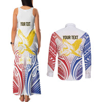 Philippines Tribal Sun Personalized Couples Matching Tank Maxi Dress and Long Sleeve Button Shirt Hunting Eagle