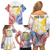 Philippines Tribal Sun Personalized Family Matching Off Shoulder Short Dress and Hawaiian Shirt Hunting Eagle LT7 - Polynesian Pride