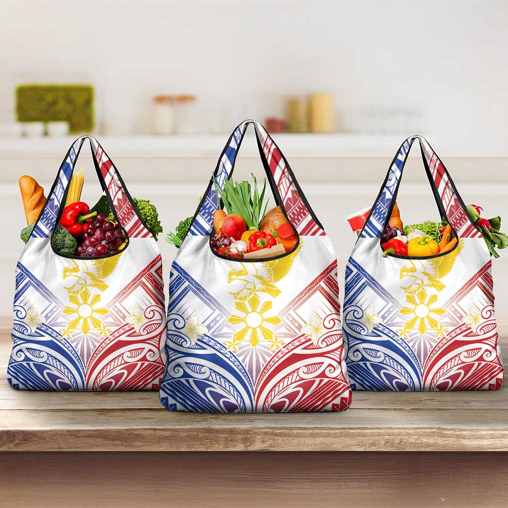 Philippines Tribal Sun Grocery Bag Hunting Eagle LT7 3-pack One Size White - Polynesian Pride