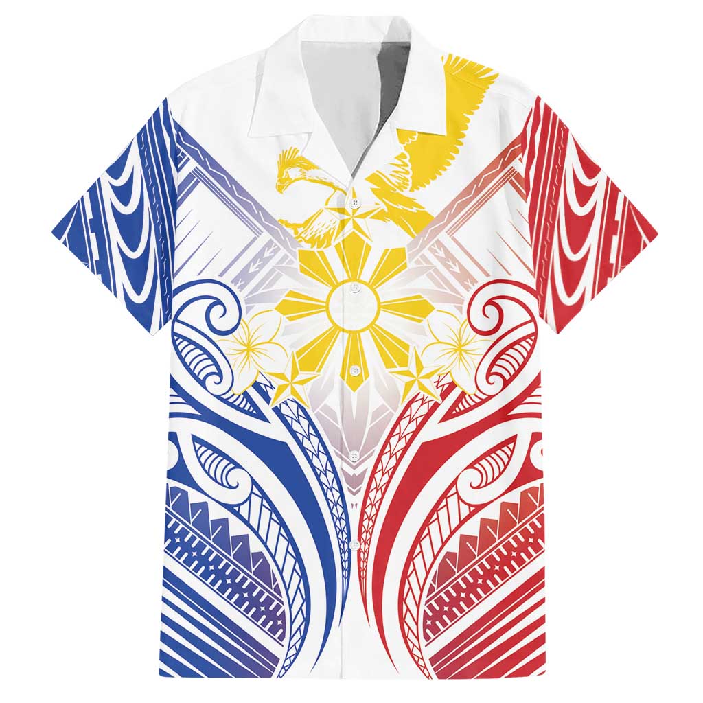 Philippines Tribal Sun Personalized Hawaiian Shirt Hunting Eagle LT7 White - Polynesian Pride