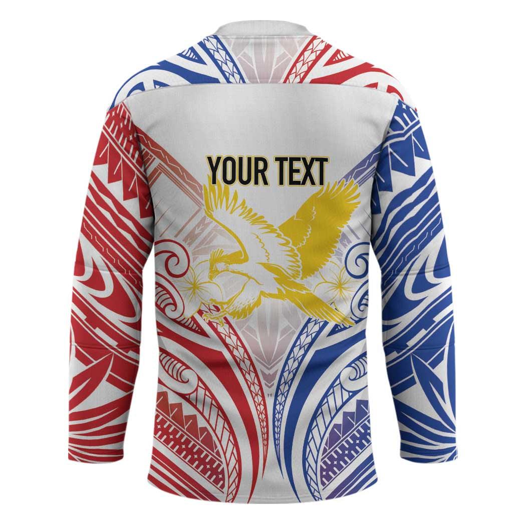 Philippines Tribal Sun Personalized Hockey Jersey Hunting Eagle LT7 - Polynesian Pride