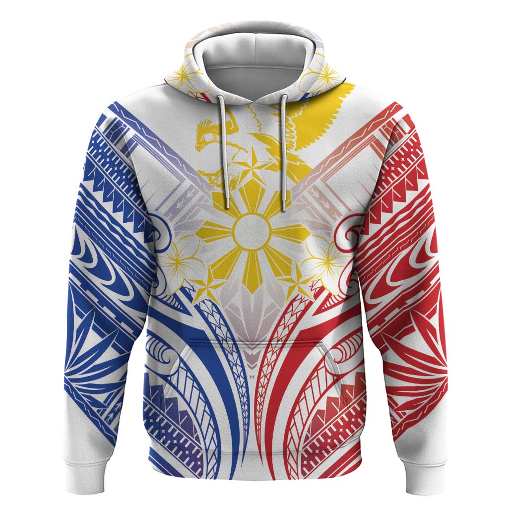 Philippines Tribal Sun Personalized Hoodie Hunting Eagle LT7 Pullover Hoodie White - Polynesian Pride