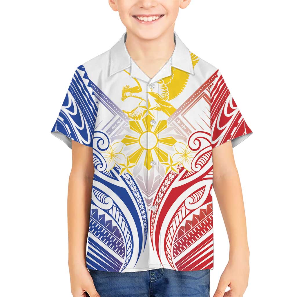Philippines Tribal Sun Personalized Kid Hawaiian Shirt Hunting Eagle