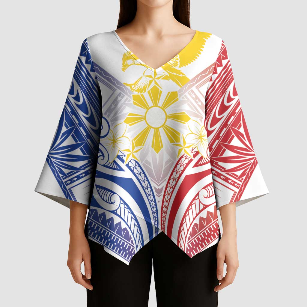 Philippines Tribal Sun Personalized Kimono Sleeve Blouse Hunting Eagle LT7 - Polynesian Pride
