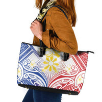Philippines Tribal Sun Leather Tote Bag Hunting Eagle LT7 White - Polynesian Pride