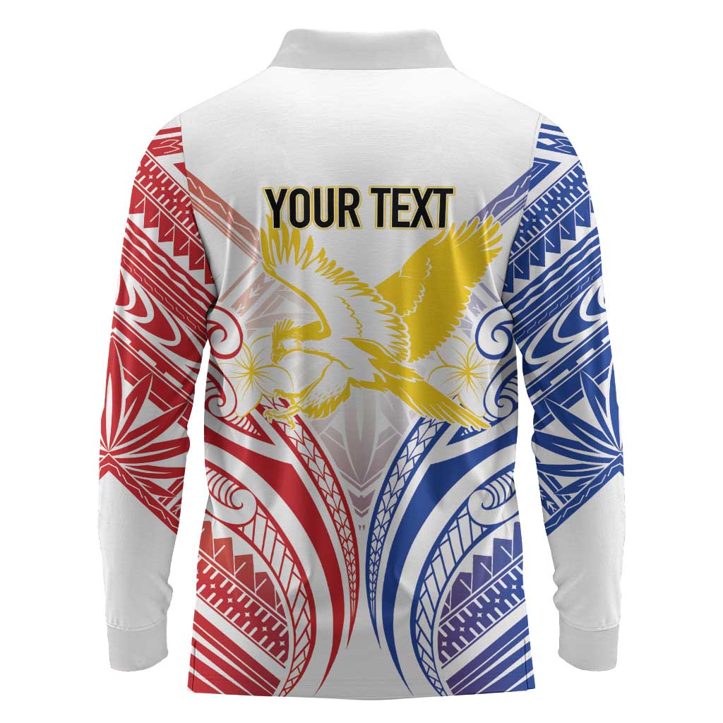 Philippines Tribal Sun Personalized Long Sleeve Polo Shirt Hunting Eagle LT7 - Polynesian Pride