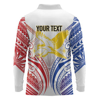 Philippines Tribal Sun Personalized Long Sleeve Polo Shirt Hunting Eagle LT7 - Polynesian Pride