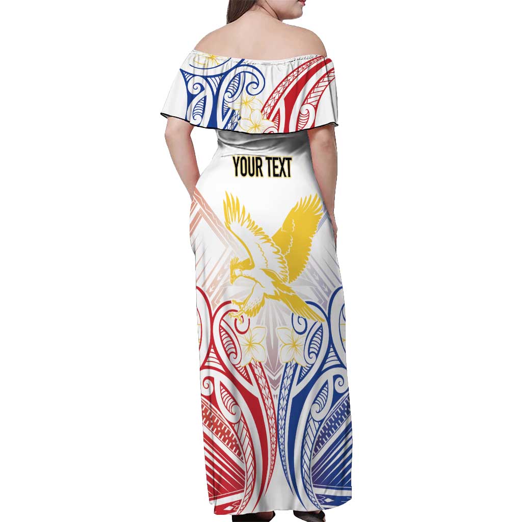 Philippines Tribal Sun Personalized Off Shoulder Maxi Dress Hunting Eagle