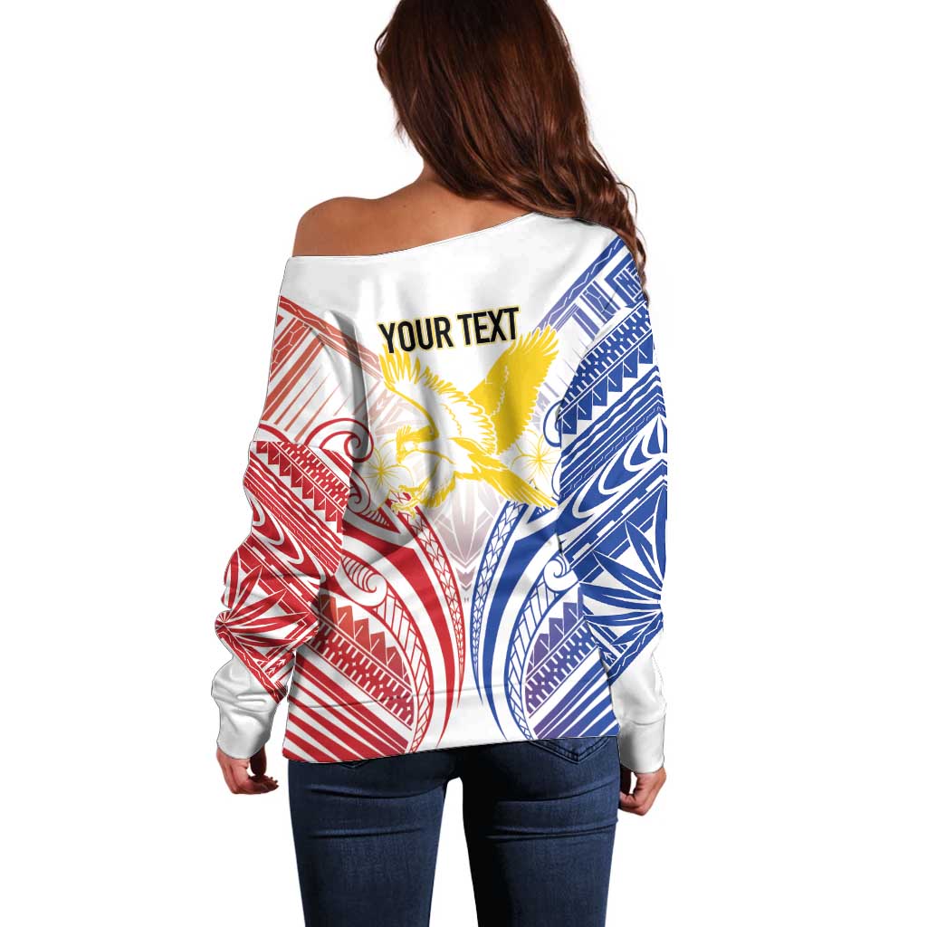Philippines Tribal Sun Personalized Off Shoulder Sweater Hunting Eagle LT7 - Polynesian Pride