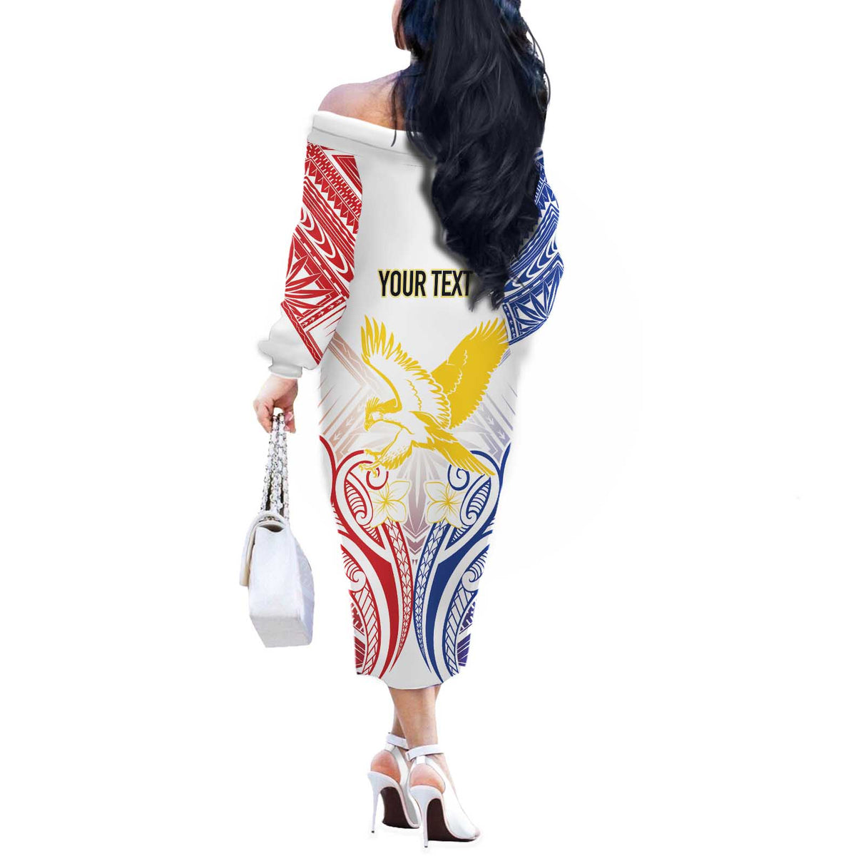 Philippines Tribal Sun Personalized Off The Shoulder Long Sleeve Dress Hunting Eagle LT7 - Polynesian Pride