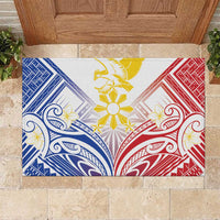 Philippines Tribal Sun Rubber Doormat Hunting Eagle LT7 White - Polynesian Pride
