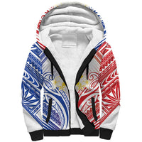 Philippines Tribal Sun Personalized Sherpa Hoodie Hunting Eagle LT7 Unisex White - Polynesian Pride