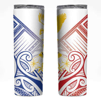 Philippines Tribal Sun Personalized Skinny Tumbler Hunting Eagle LT7 White - Polynesian Pride