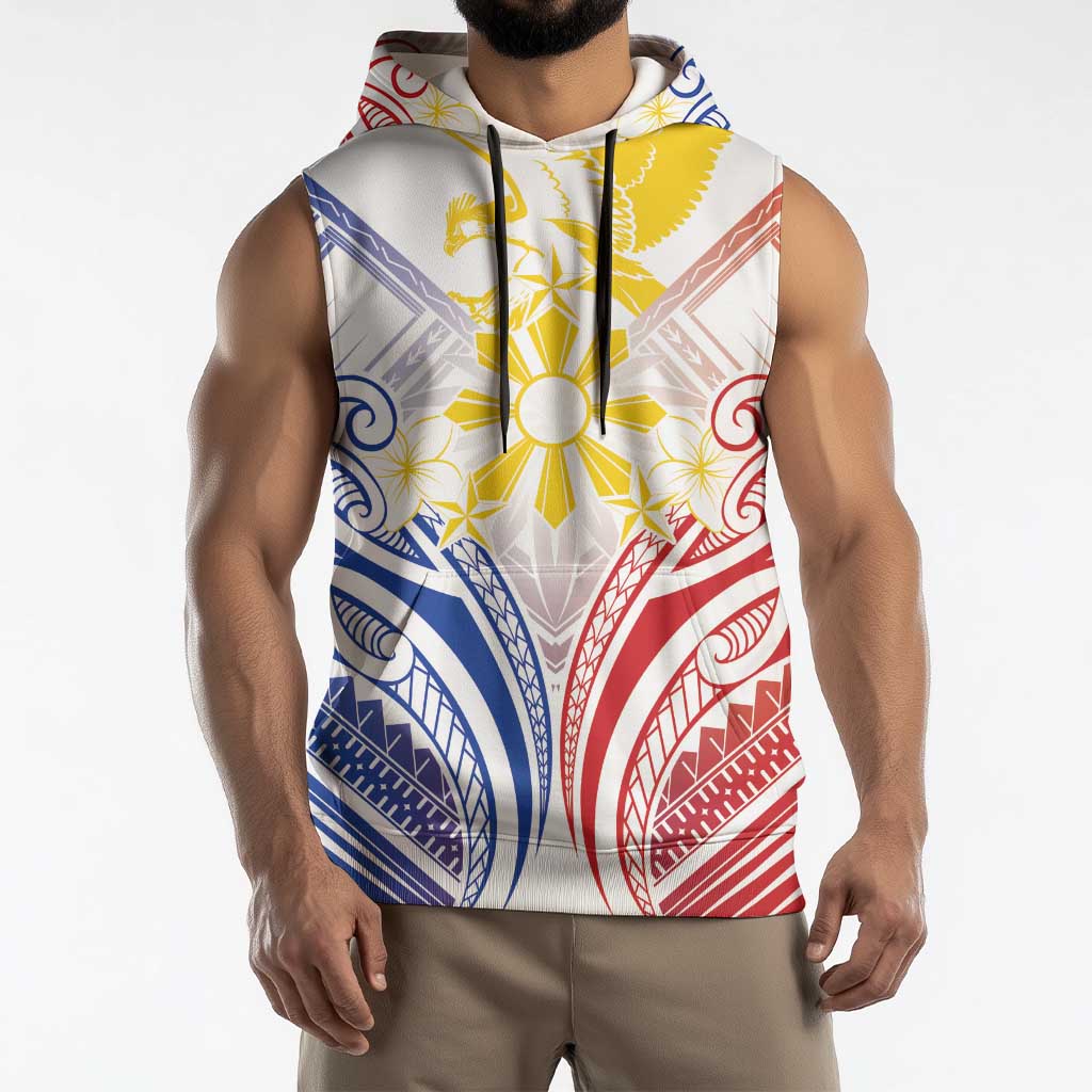 Philippines Tribal Sun Personalized Sleeveless Hoodie Hunting Eagle LT7 - Polynesian Pride