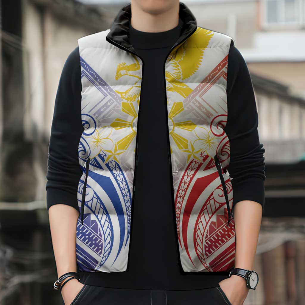 Philippines Tribal Sun Personalized Sleeveless Puffer Jacket Hunting Eagle LT7 - Polynesian Pride
