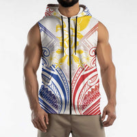 Philippines Tribal Sun Personalized Sleeveless Zip Hoodie Hunting Eagle LT7 - Polynesian Pride