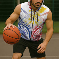 Philippines Tribal Sun Personalized Sleeveless Zip Hoodie Hunting Eagle LT7 - Polynesian Pride