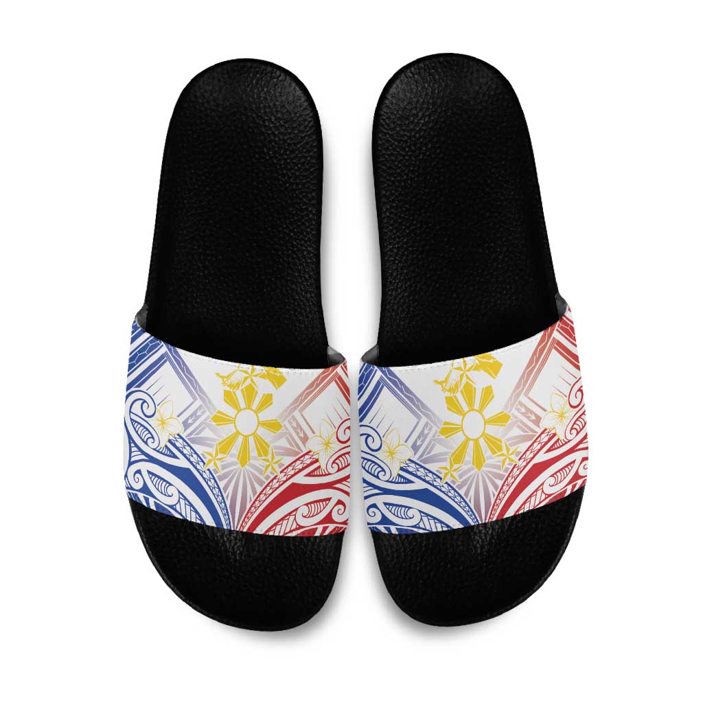 Philippines Tribal Sun Slide Sandals Hunting Eagle LT7 White - Polynesian Pride