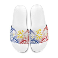Philippines Tribal Sun Slide Sandals Hunting Eagle LT7 White - Polynesian Pride