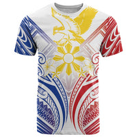 Philippines Tribal Sun Personalized T Shirt Hunting Eagle LT7 White - Polynesian Pride
