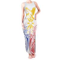 Philippines Tribal Sun Personalized Tank Maxi Dress Hunting Eagle LT7 Women White - Polynesian Pride