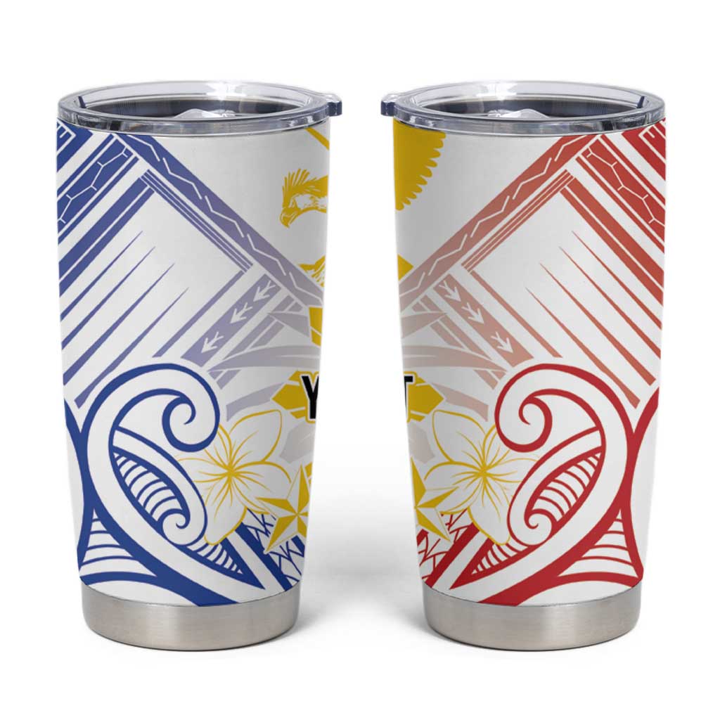 Philippines Tribal Sun Personalized Tumbler Cup Hunting Eagle LT7 White - Polynesian Pride