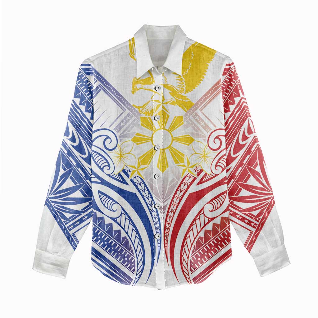 Philippines Tribal Sun Personalized Women Casual Shirt Hunting Eagle LT7 - Polynesian Pride