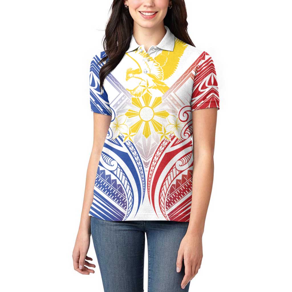 Philippines Tribal Sun Personalized Women Polo Shirt Hunting Eagle LT7 - Polynesian Pride