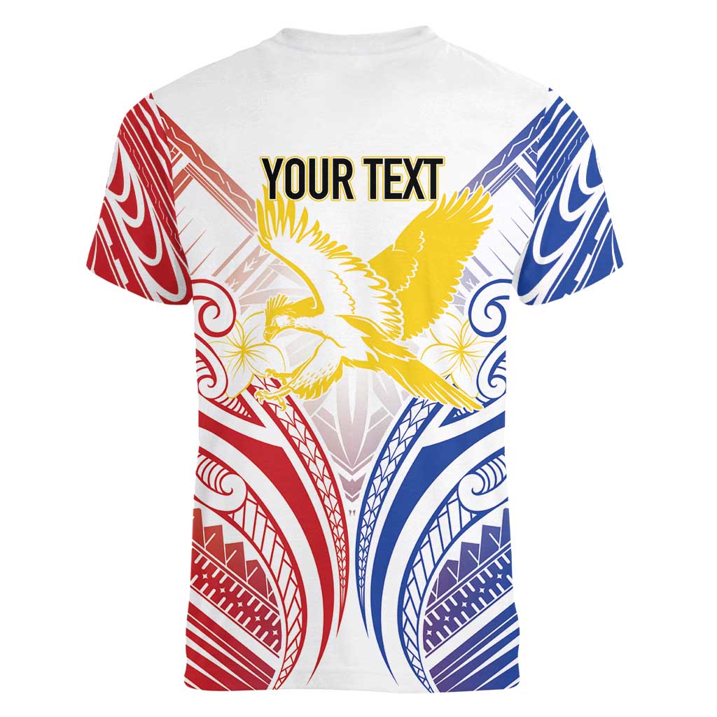 Philippines Tribal Sun Personalized Women V-Neck T-Shirt Hunting Eagle LT7 - Polynesian Pride