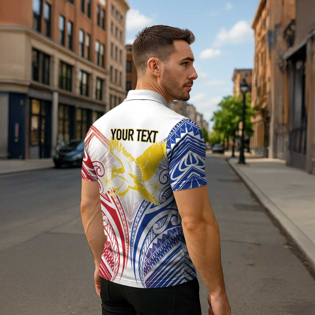 Philippines Tribal Sun Personalized Zipper Polo Shirt Hunting Eagle LT7 - Polynesian Pride