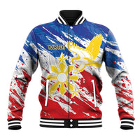 Personalized Filipino Sun and Stars Baseball Jacket Grunge Vibes LT7 Unisex White - Polynesian Pride