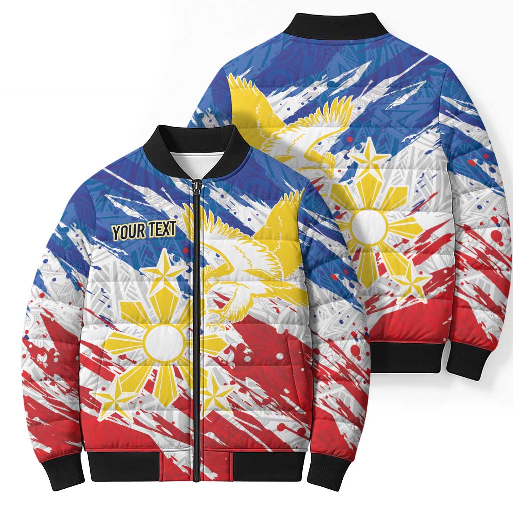 Personalized Filipino Sun and Stars Bomber Puffer Jacket Grunge Vibes LT7 - Polynesian Pride