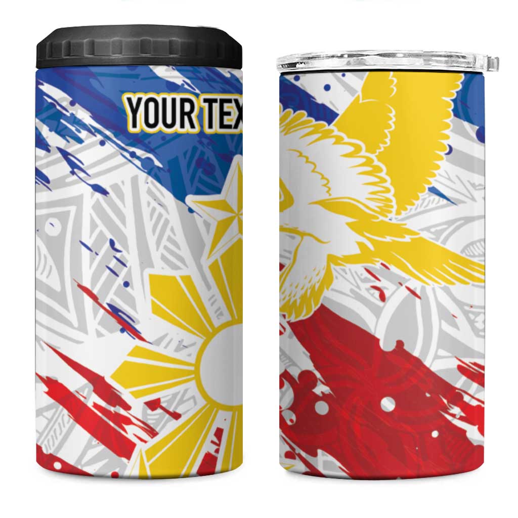 Personalized Filipino Sun and Stars 4 in 1 Can Cooler Tumbler Grunge Vibes LT7 One Size: 16 oz White - Polynesian Pride