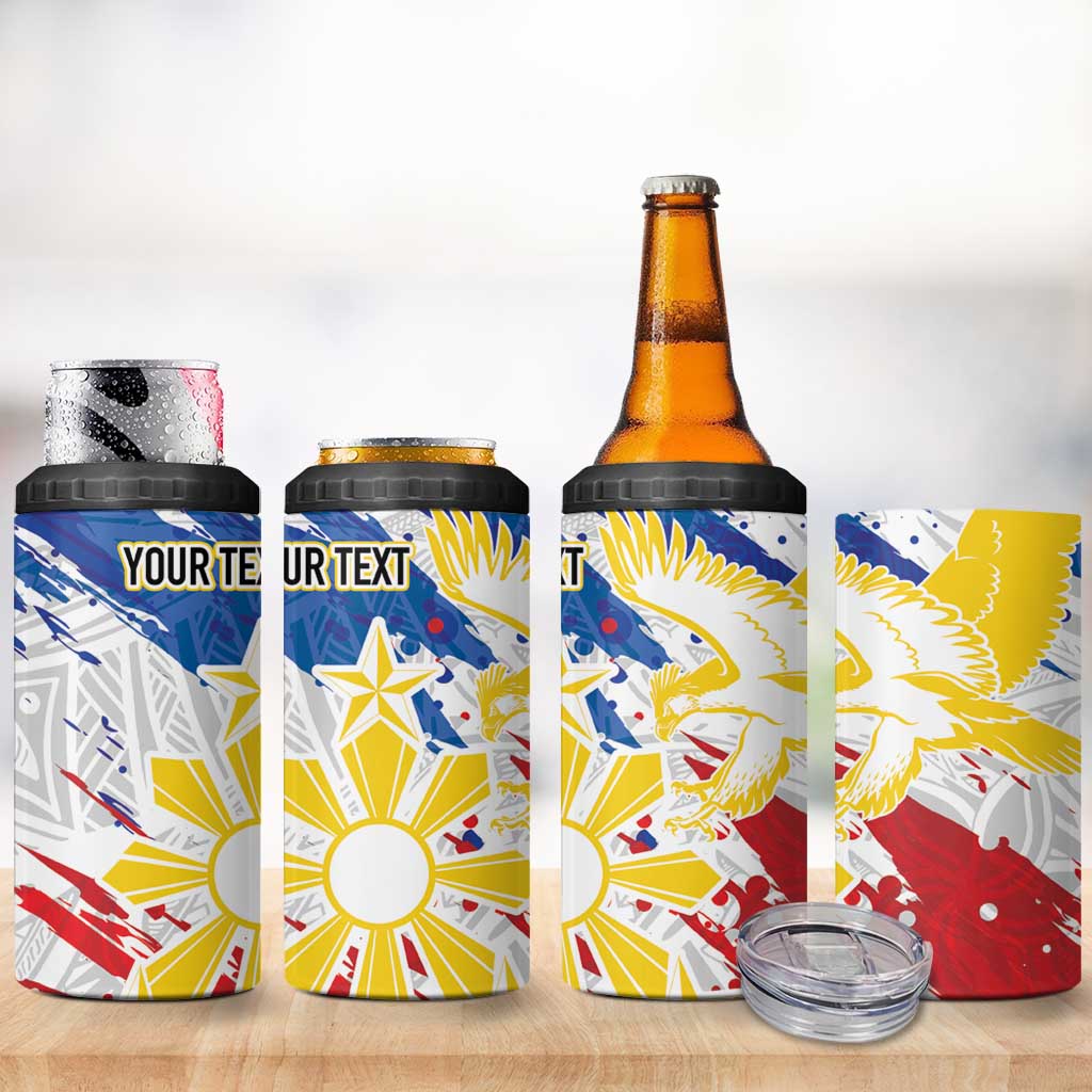 Personalized Filipino Sun and Stars 4 in 1 Can Cooler Tumbler Grunge Vibes LT7 - Polynesian Pride