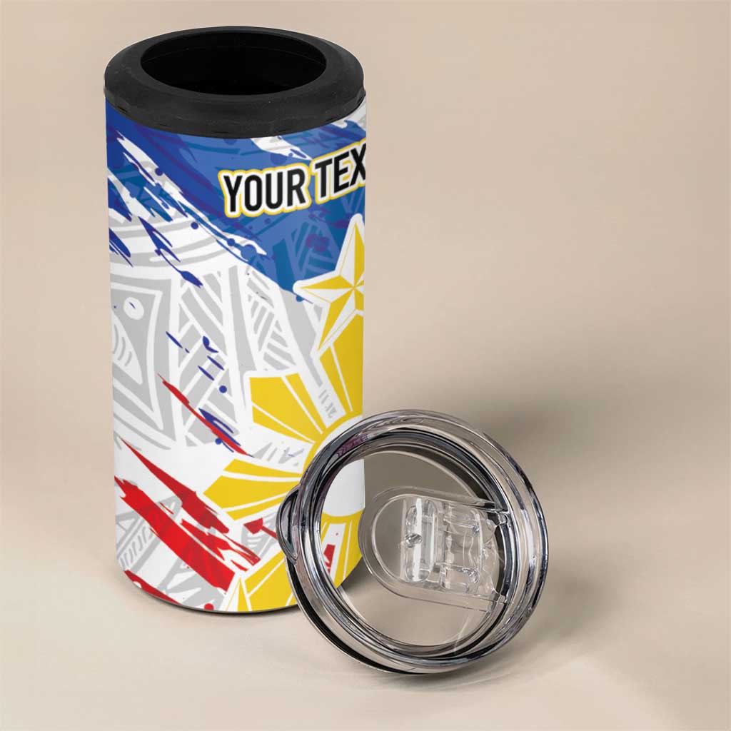 Personalized Filipino Sun and Stars 4 in 1 Can Cooler Tumbler Grunge Vibes LT7 - Polynesian Pride